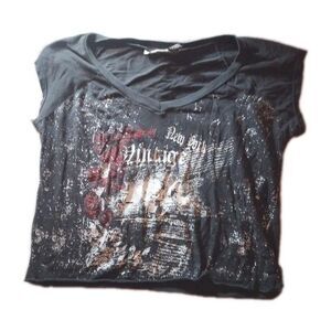 Vintage Joujou Womens Size 1x Graphic Tee Shirt Black New York City Lights Print